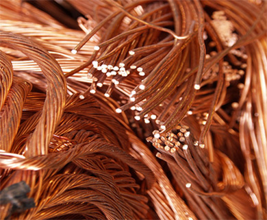 Sucata de cobre no pátio da Metalis